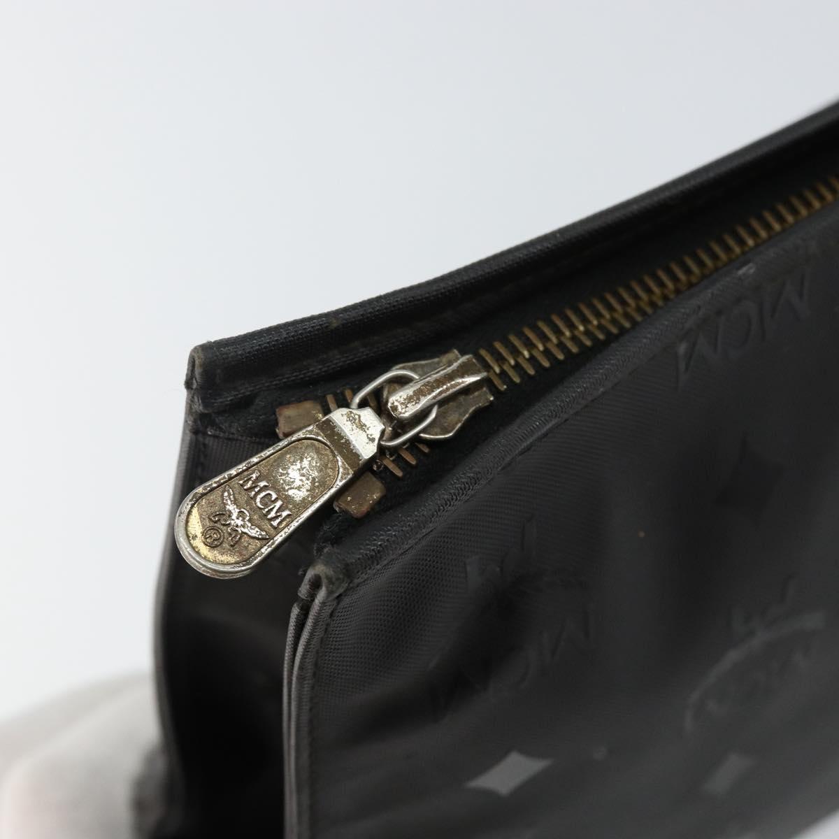 MCM Logogram Vicetos Clutch Bag PVC Black Auth am9105