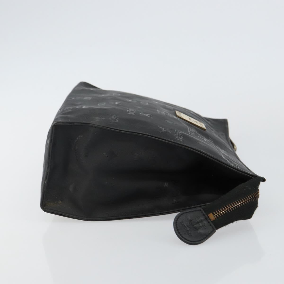 MCM Logogram Vicetos Clutch Bag PVC Black Auth am9105