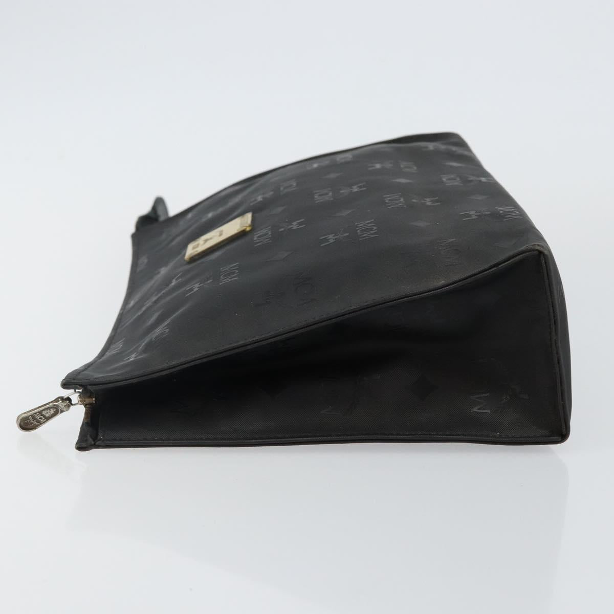 MCM Logogram Vicetos Clutch Bag PVC Black Auth am9105