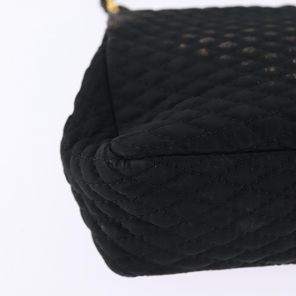 BALLY Chain Shoulder Bag Nylon Black Gold Auth am9111