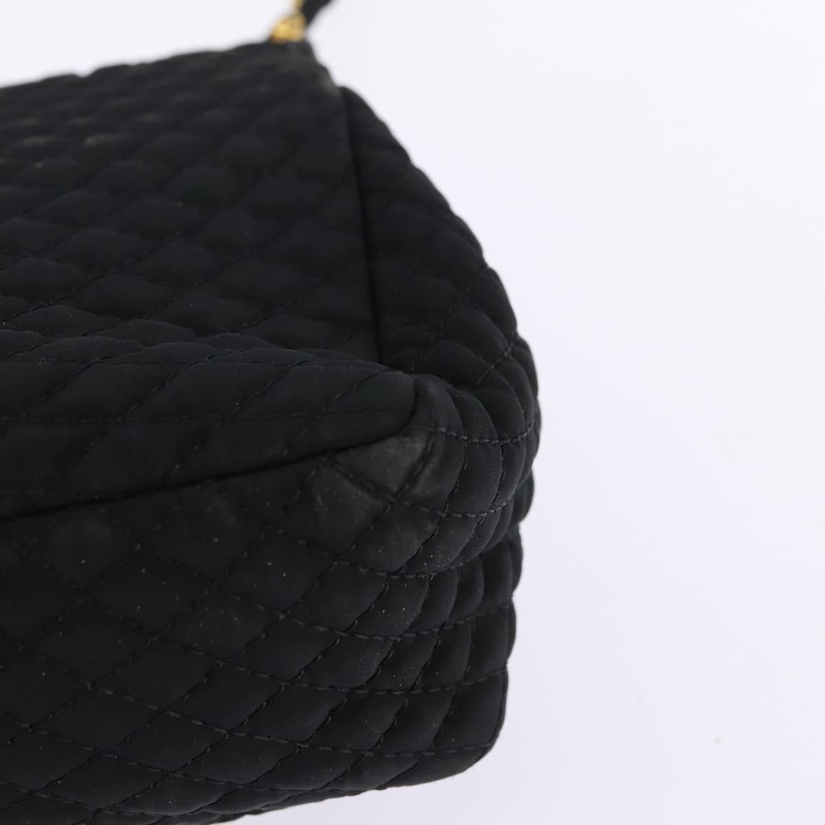 BALLY Chain Shoulder Bag Nylon Black Gold Auth am9111