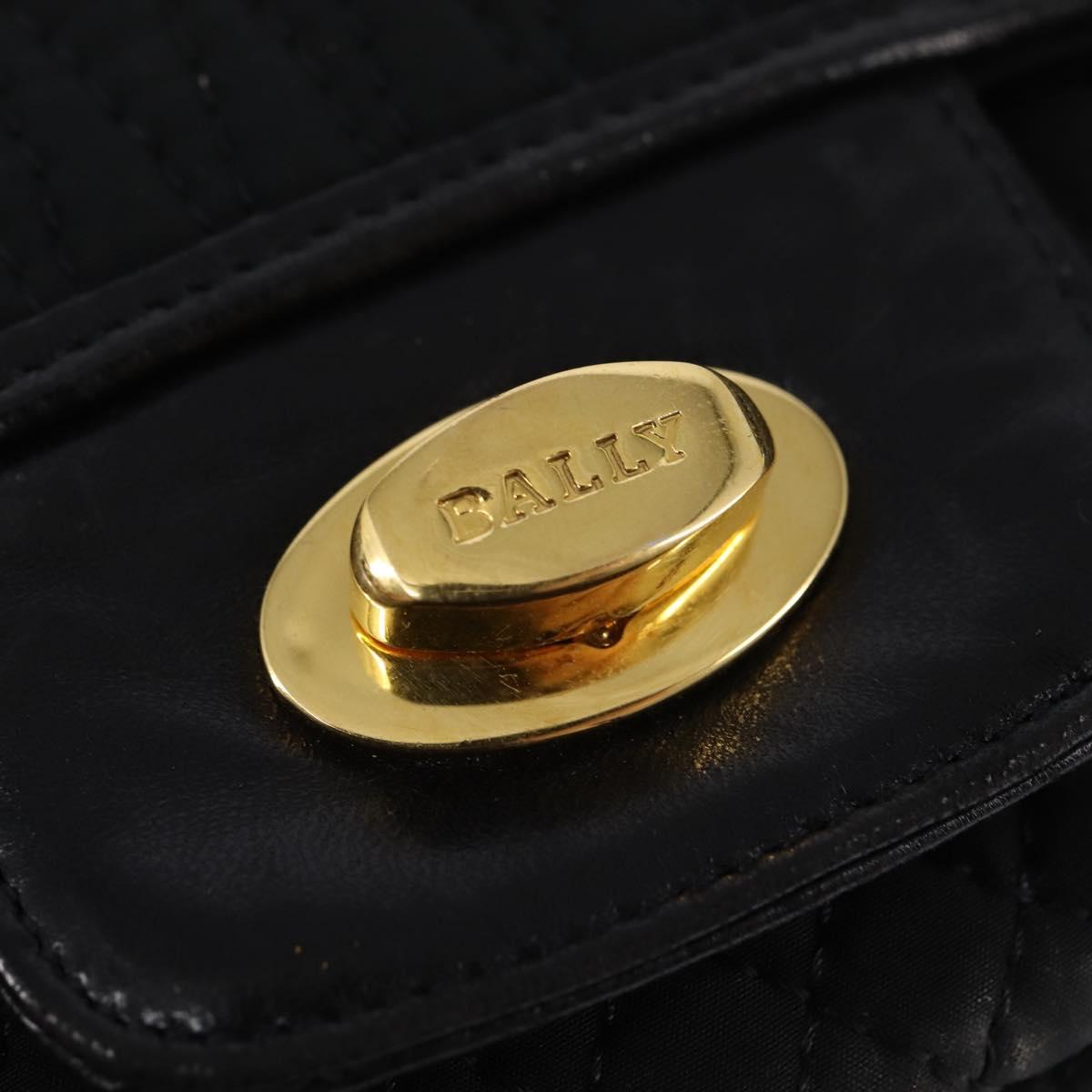 BALLY Chain Shoulder Bag Nylon Black Gold Auth am9111