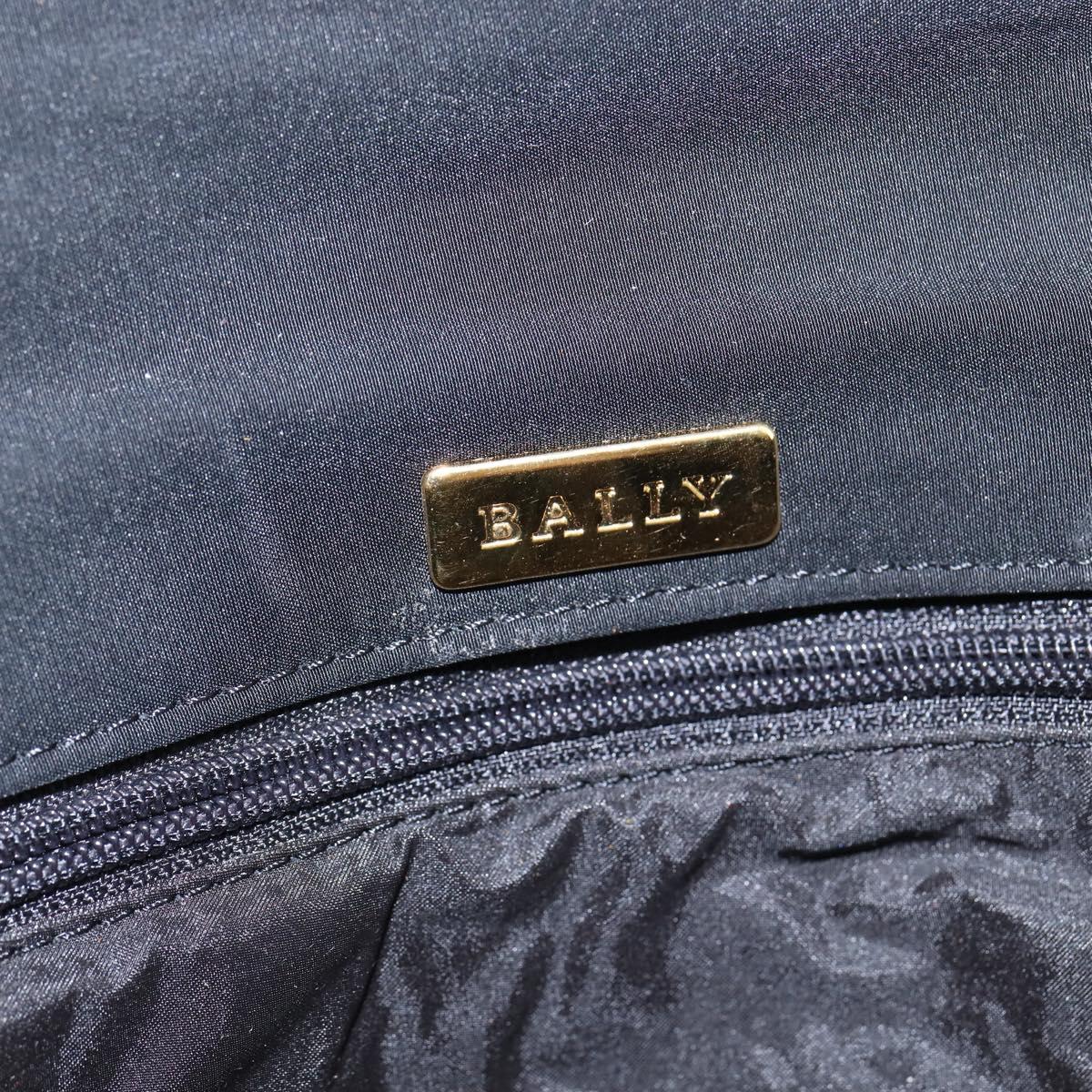 BALLY Chain Shoulder Bag Nylon Black Gold Auth am9111
