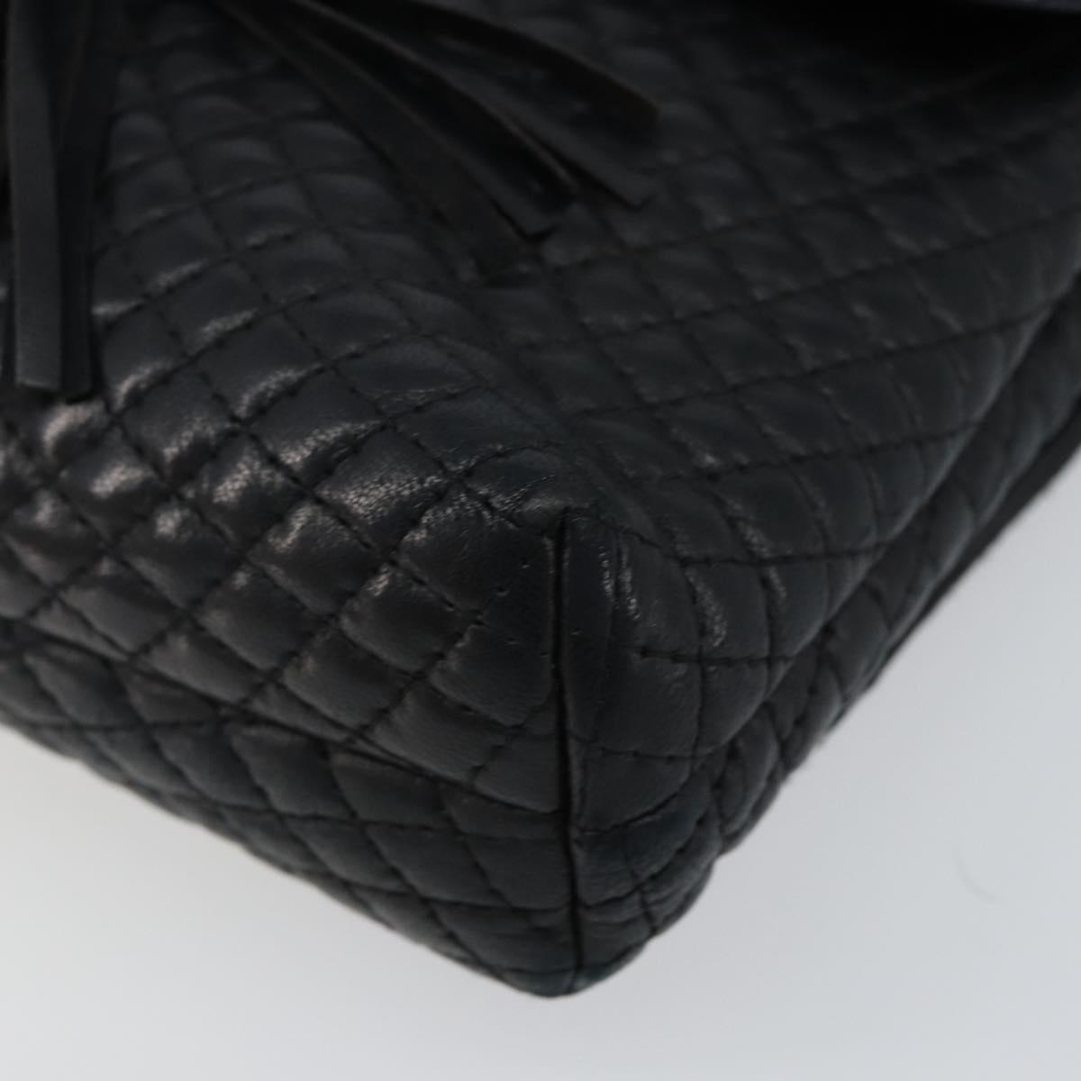 BALLY Chain Shoulder Bag Leather Black Gold Auth am9112