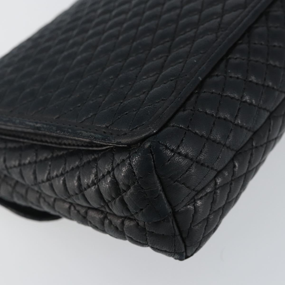 BALLY Chain Shoulder Bag Leather Black Gold Auth am9112