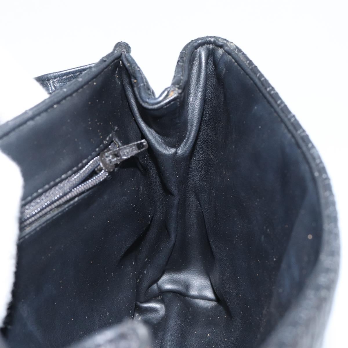 BALLY Chain Shoulder Bag Leather Black Gold Auth am9112