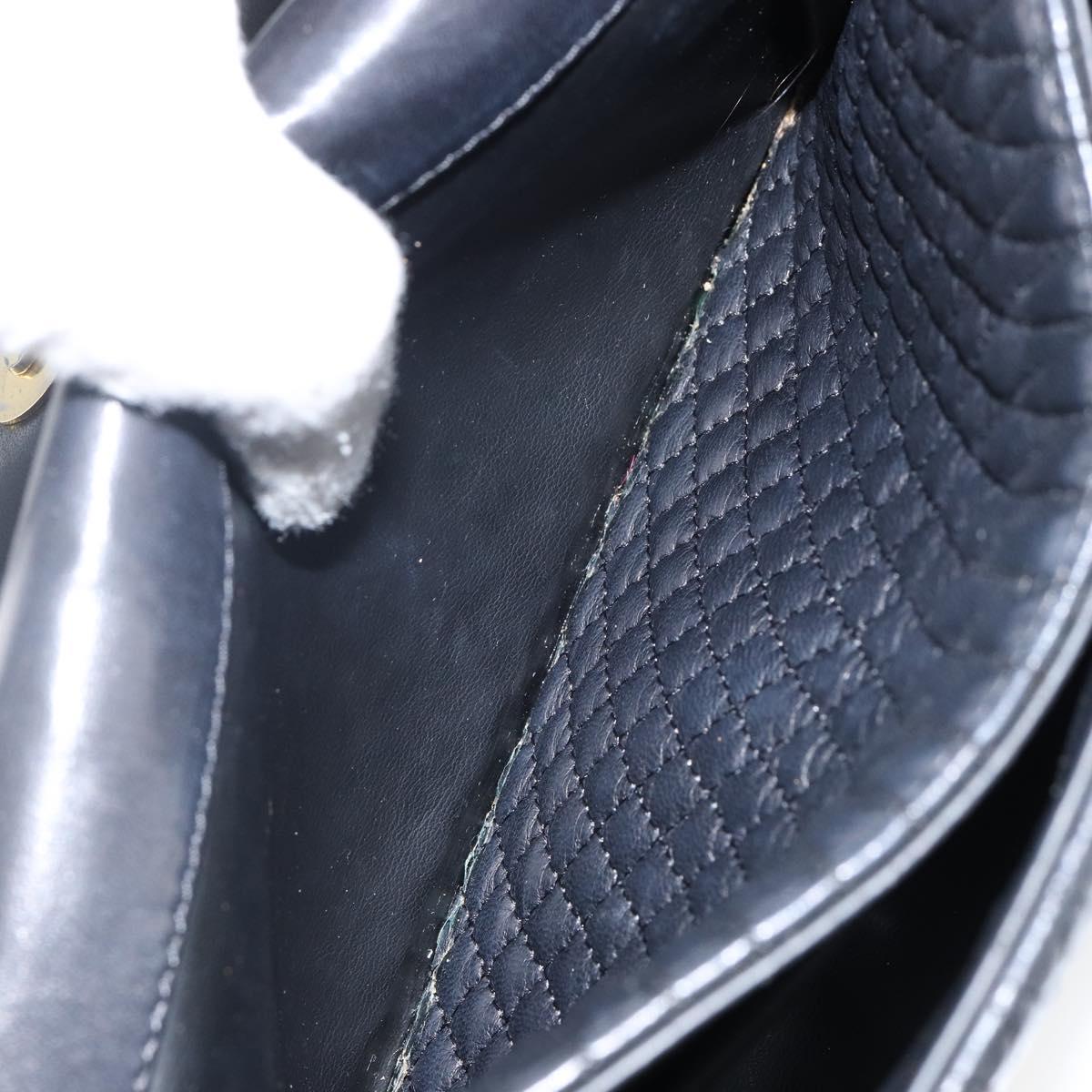 BALLY Chain Shoulder Bag Leather Black Gold Auth am9112