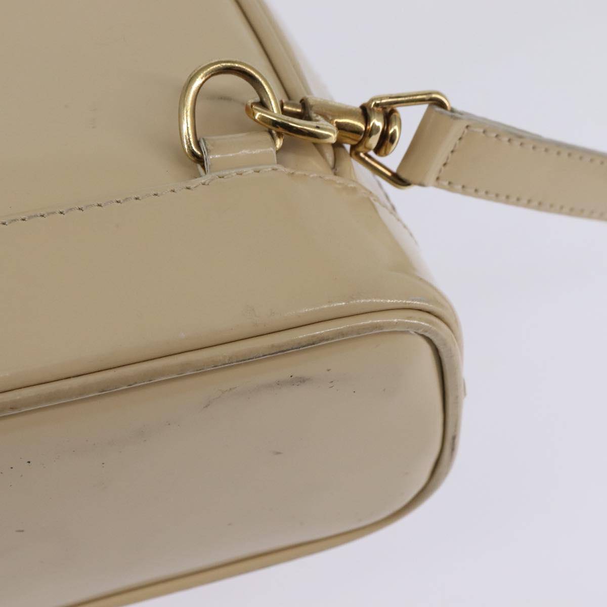 GUCCI Bamboo Body Bag Patent leather Beige Gold 007 2113 0127 Auth am9114