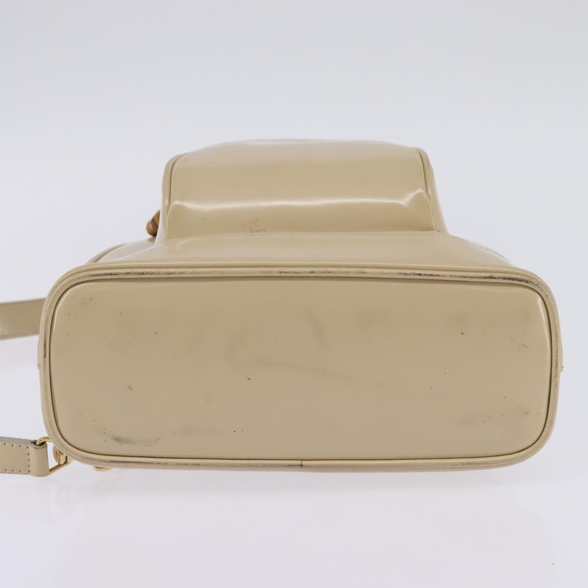 GUCCI Bamboo Body Bag Patent leather Beige Gold 007 2113 0127 Auth am9114