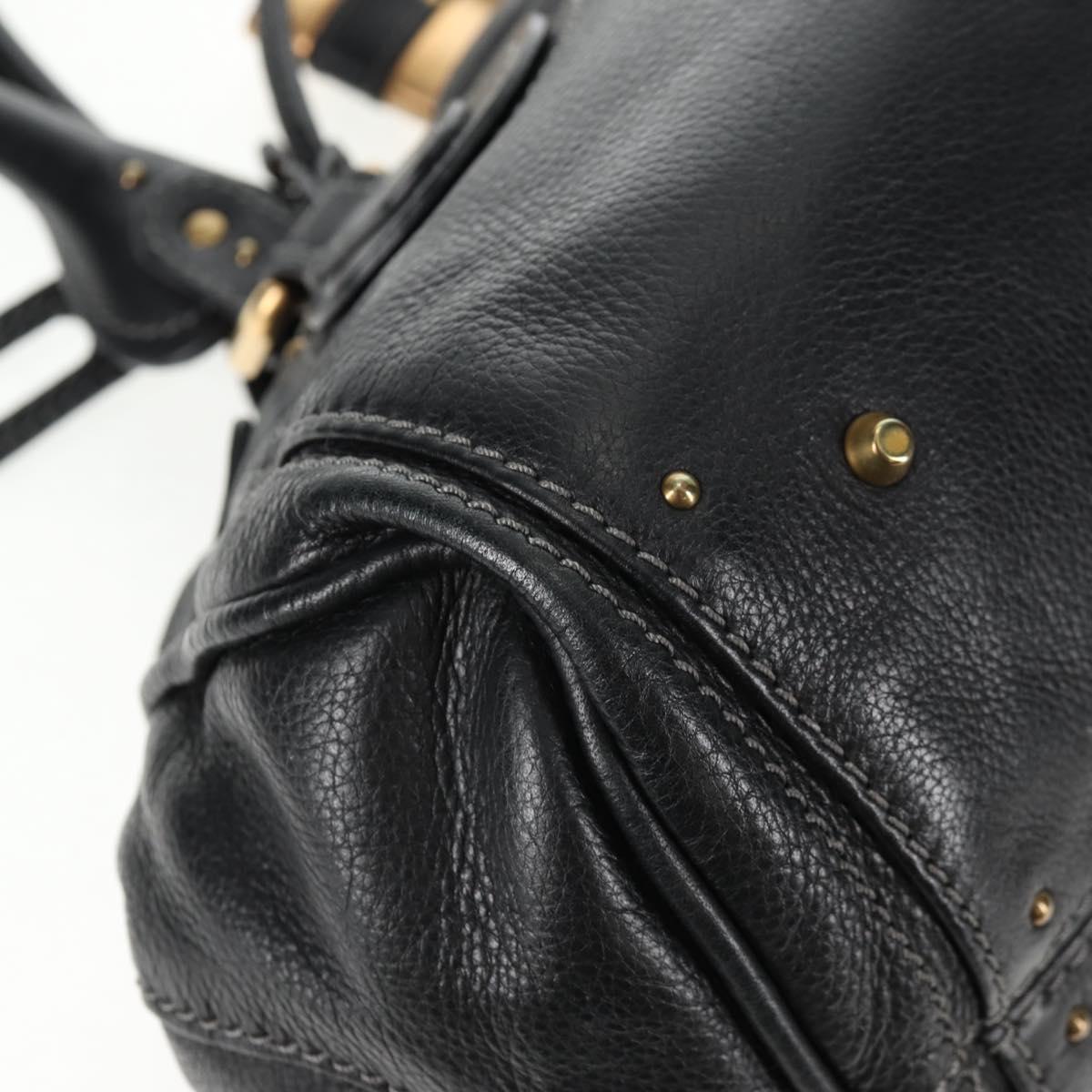 Chloe Paddington Hand Bag Leather Dark Brown Silver gold Auth am9115V