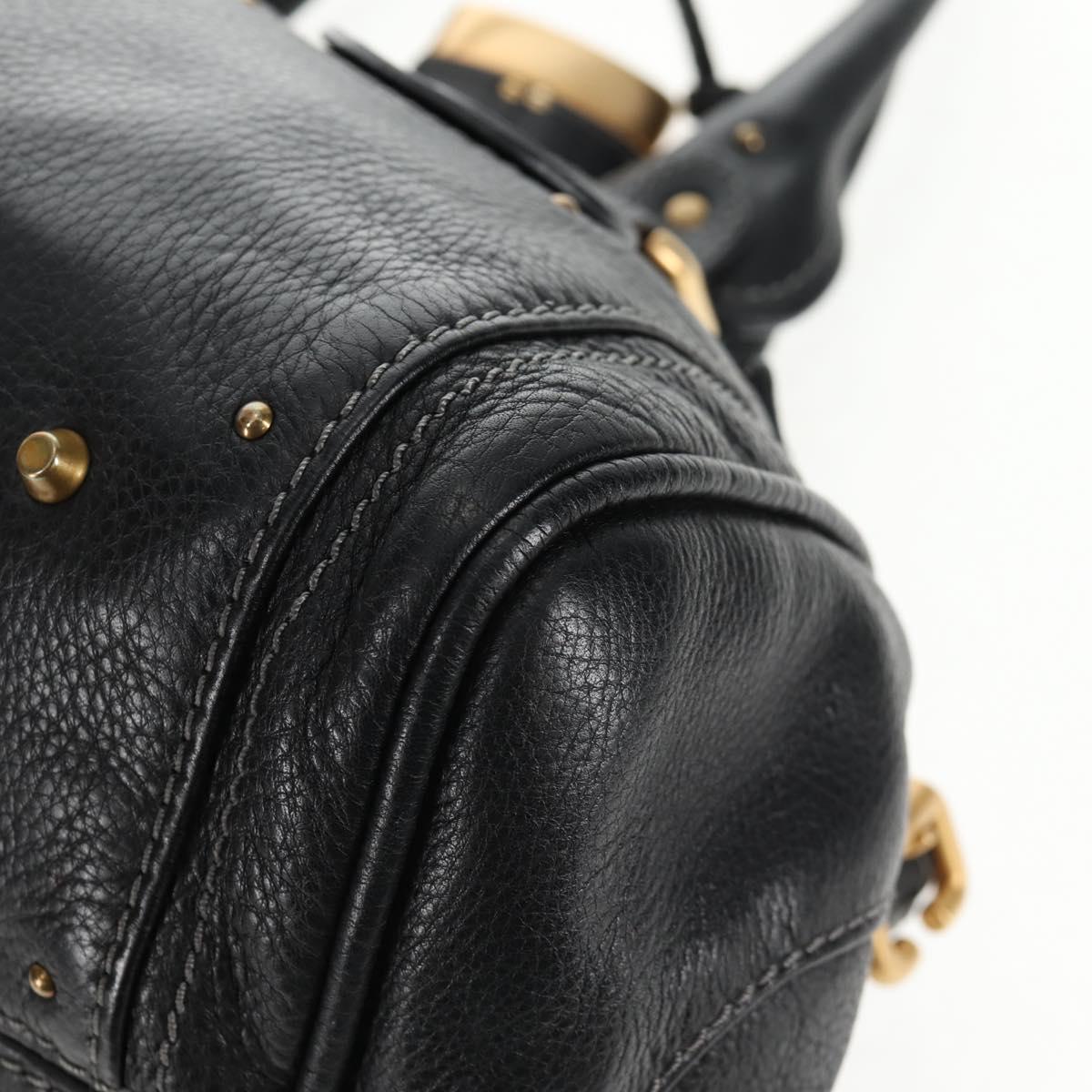 Chloe Paddington Hand Bag Leather Dark Brown Silver gold Auth am9115V