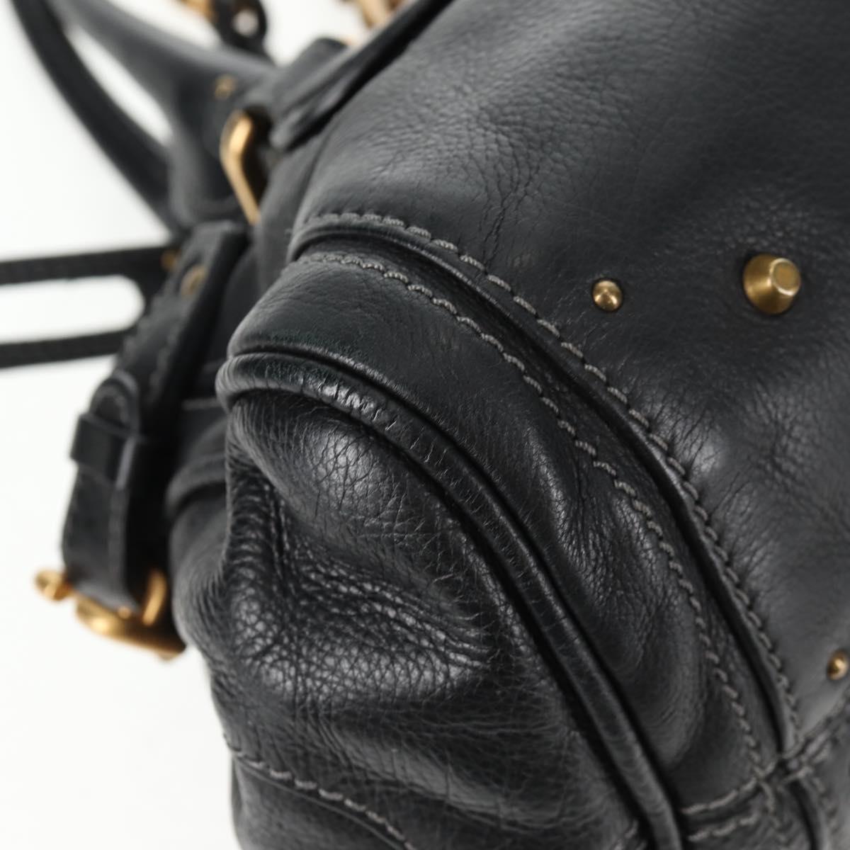 Chloe Paddington Hand Bag Leather Dark Brown Silver gold Auth am9115V