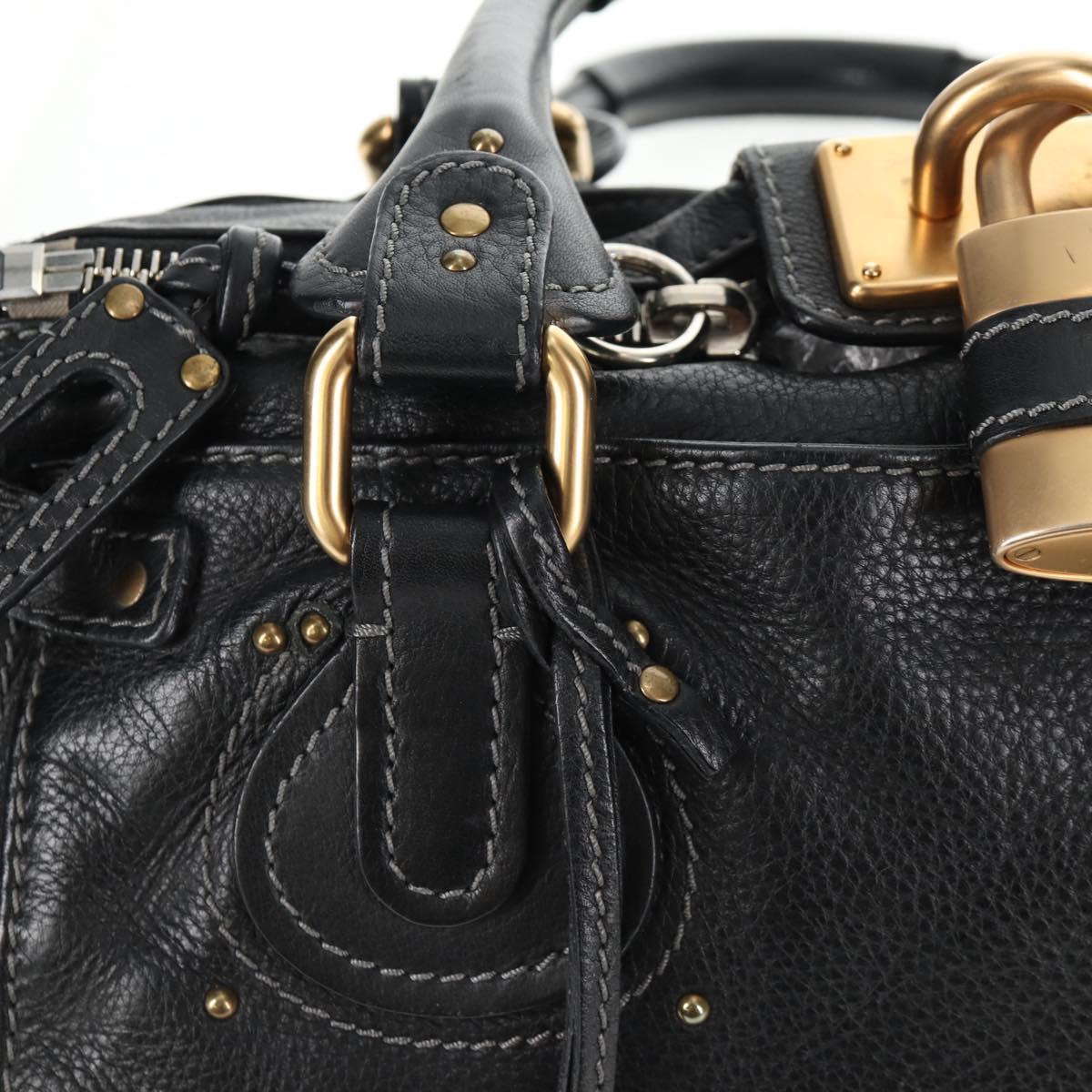Chloe Paddington Hand Bag Leather Dark Brown Silver gold Auth am9115V