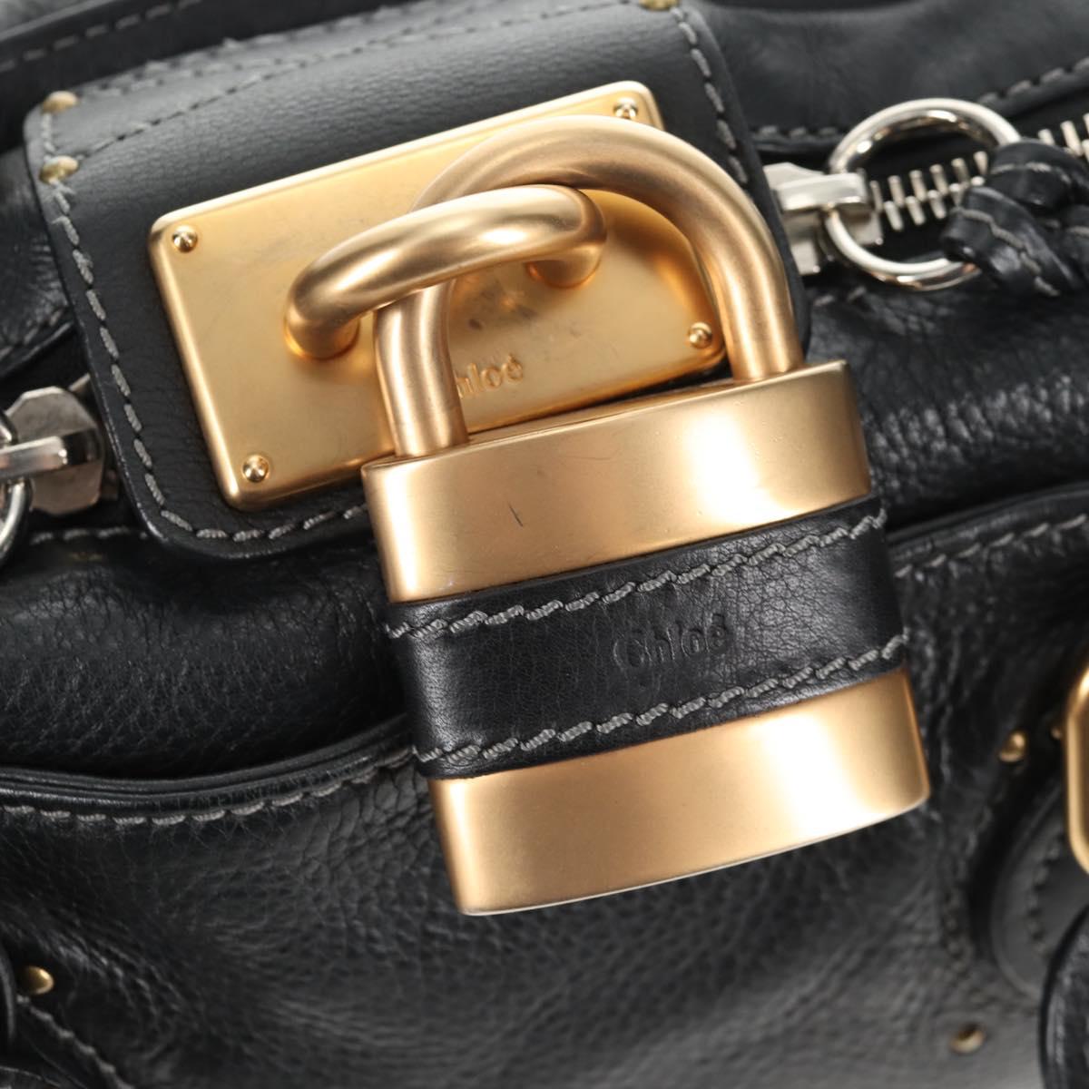 Chloe Paddington Hand Bag Leather Dark Brown Silver gold Auth am9115V
