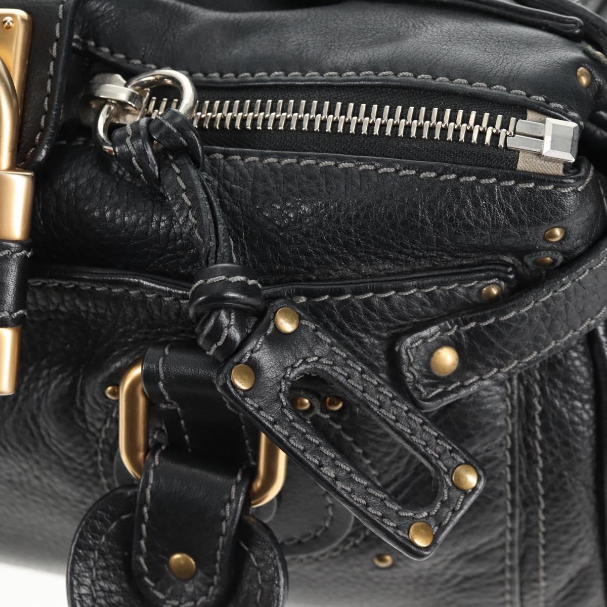 Chloe Paddington Hand Bag Leather Dark Brown Silver gold Auth am9115V
