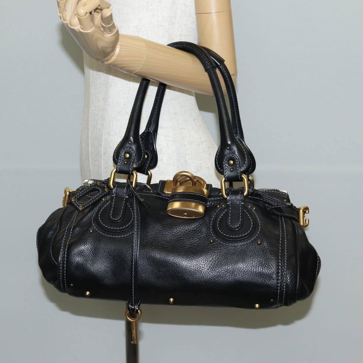 Chloe Paddington Hand Bag Leather Dark Brown Silver gold Auth am9115V