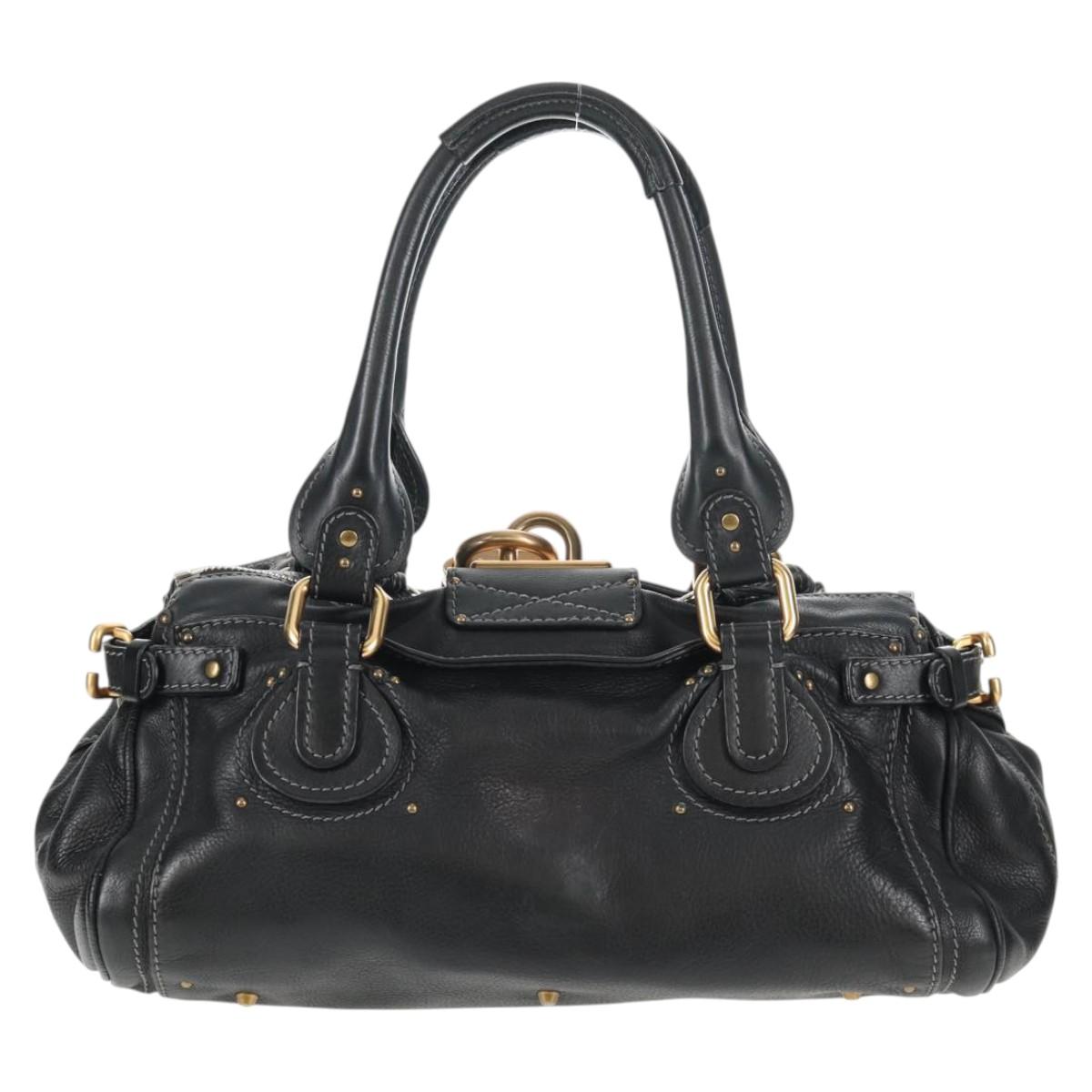 Chloe Paddington Hand Bag Leather Dark Brown Silver gold Auth am9115V