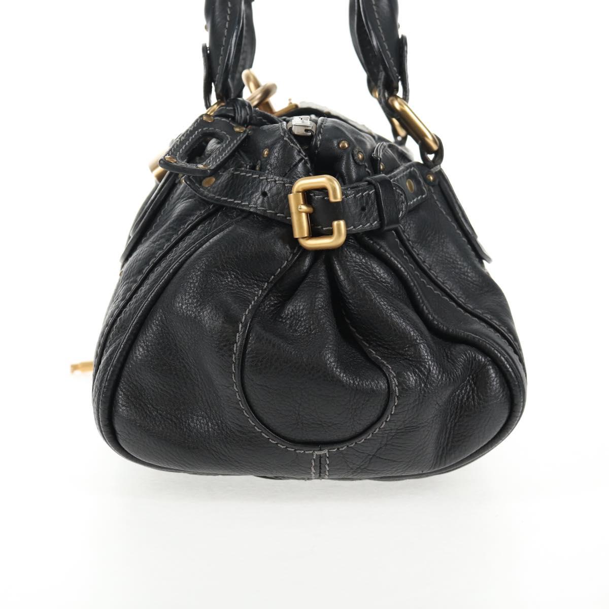 Chloe Paddington Hand Bag Leather Dark Brown Silver gold Auth am9115V