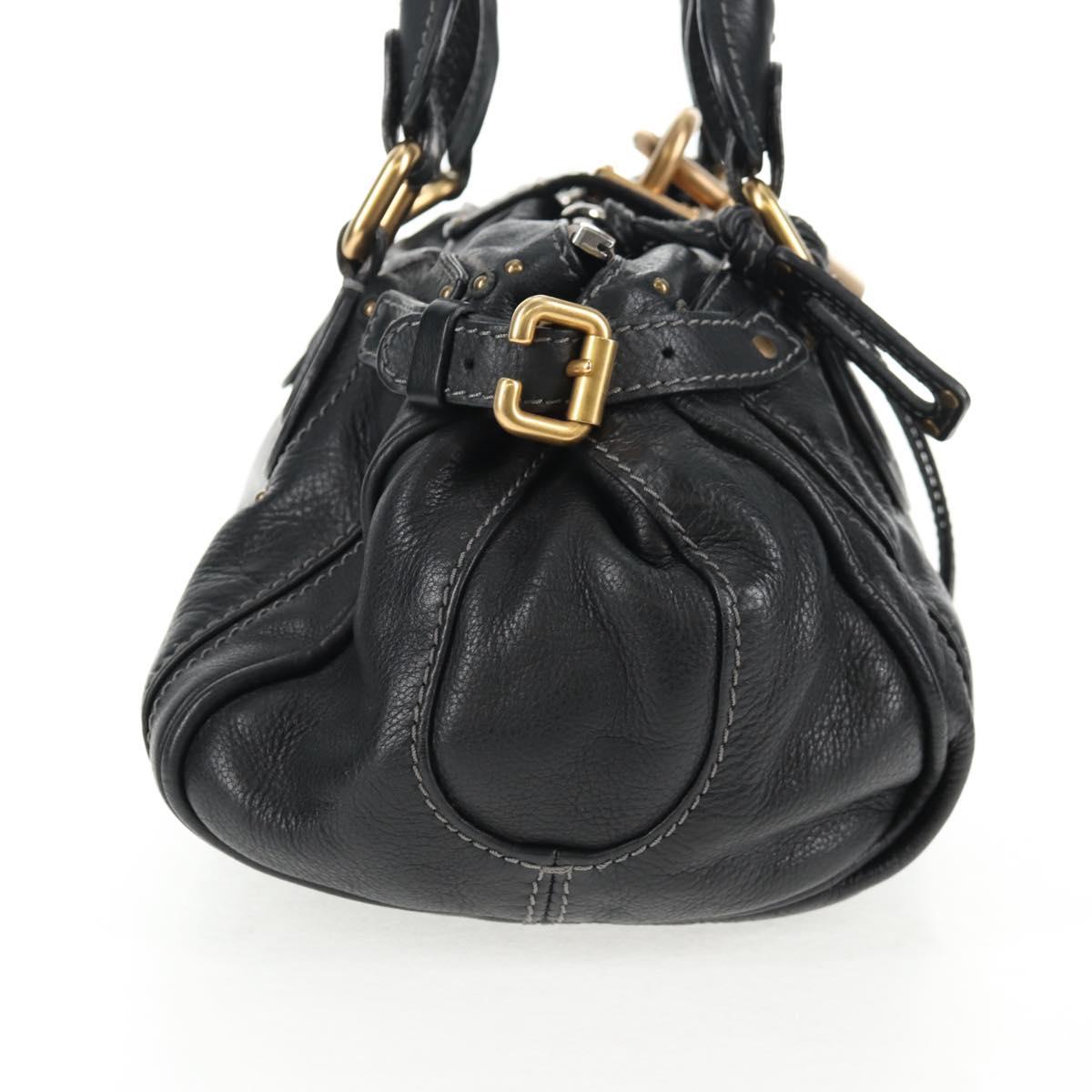 Chloe Paddington Hand Bag Leather Dark Brown Silver gold Auth am9115V