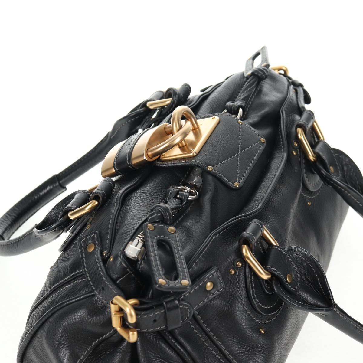 Chloe Paddington Hand Bag Leather Dark Brown Silver gold Auth am9115V