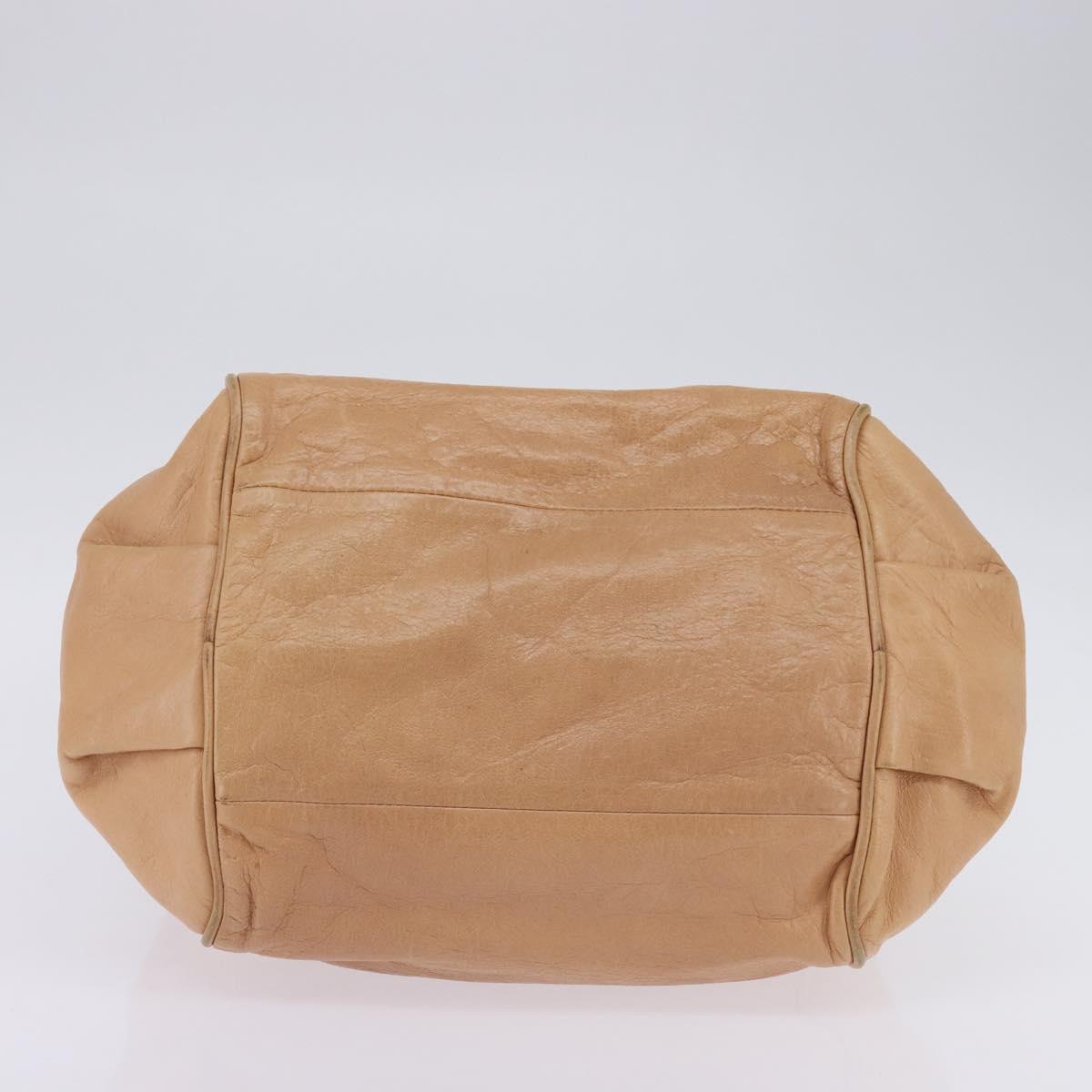 Chloe Etel Hand Bag Leather 2way Beige Gold Auth am9116