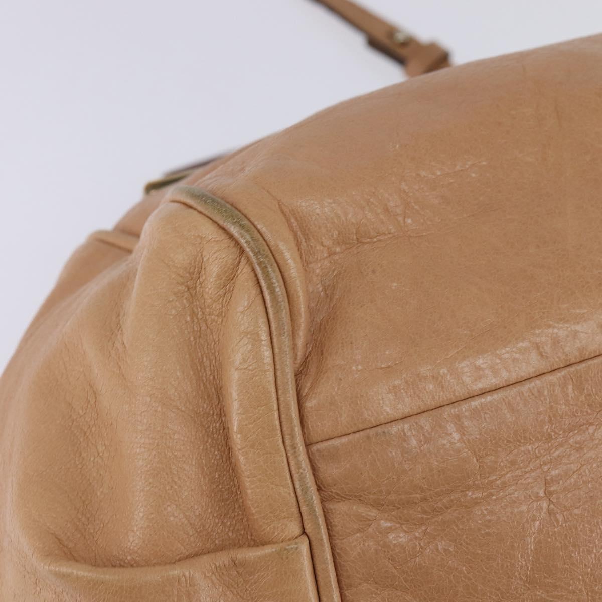 Chloe Etel Hand Bag Leather 2way Beige Gold Auth am9116