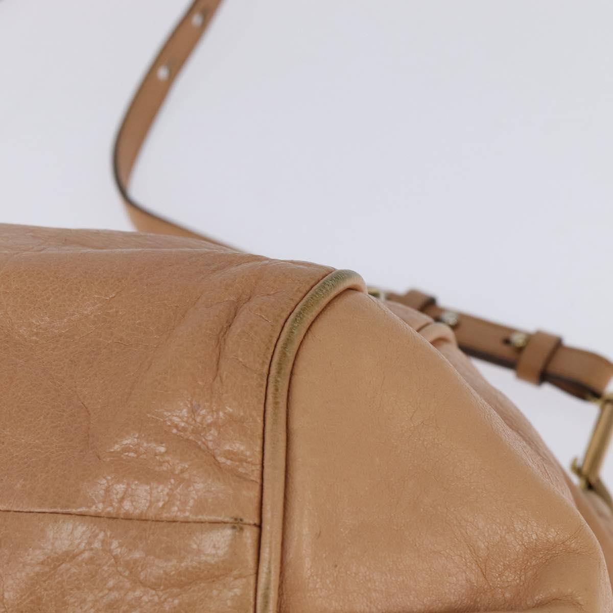 Chloe Etel Hand Bag Leather 2way Beige Gold Auth am9116