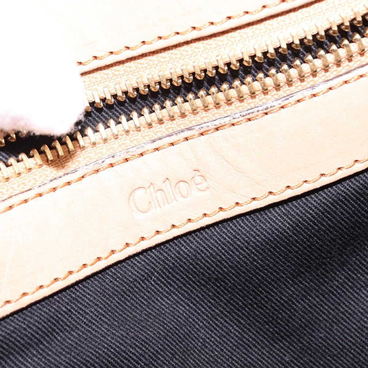 Chloe Etel Hand Bag Leather 2way Beige Gold Auth am9116