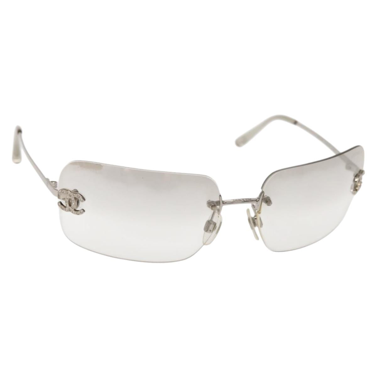 CHANEL Sunglasses plastic Silver CC Auth am9117V