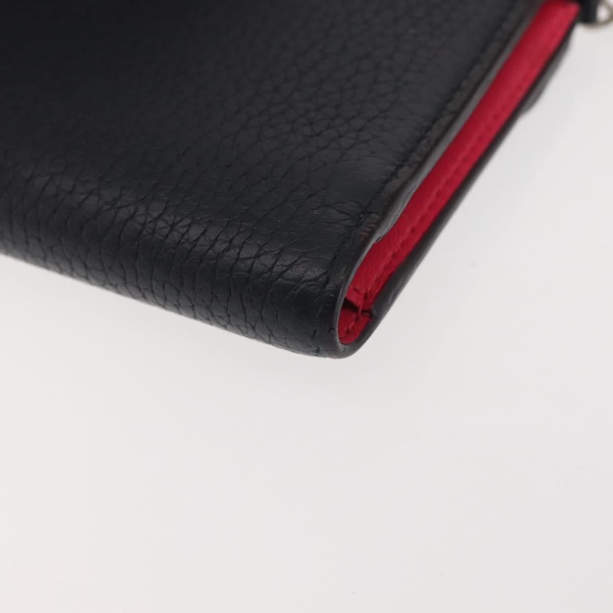 Christian Dior Bifold Wallet Leather Navy Auth am9127