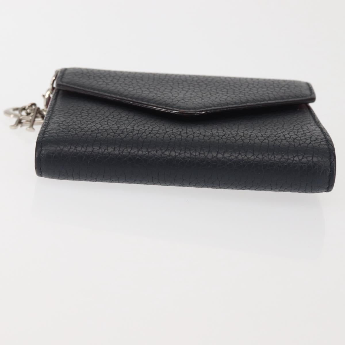 Christian Dior Bifold Wallet Leather Navy Auth am9127