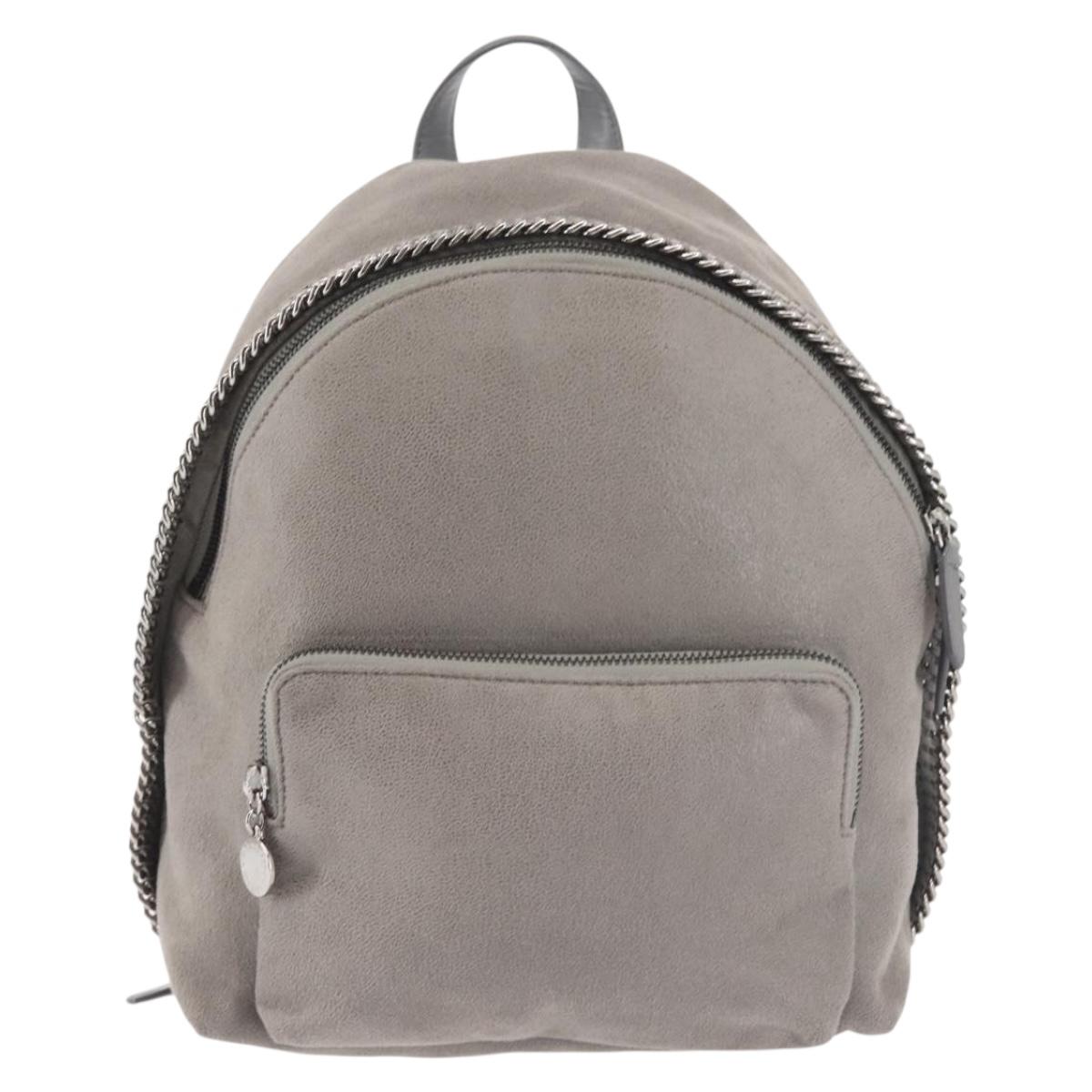 Stella MacCartney Falabella Chain Backpack Suede Gray Silver 410905 Auth am9133