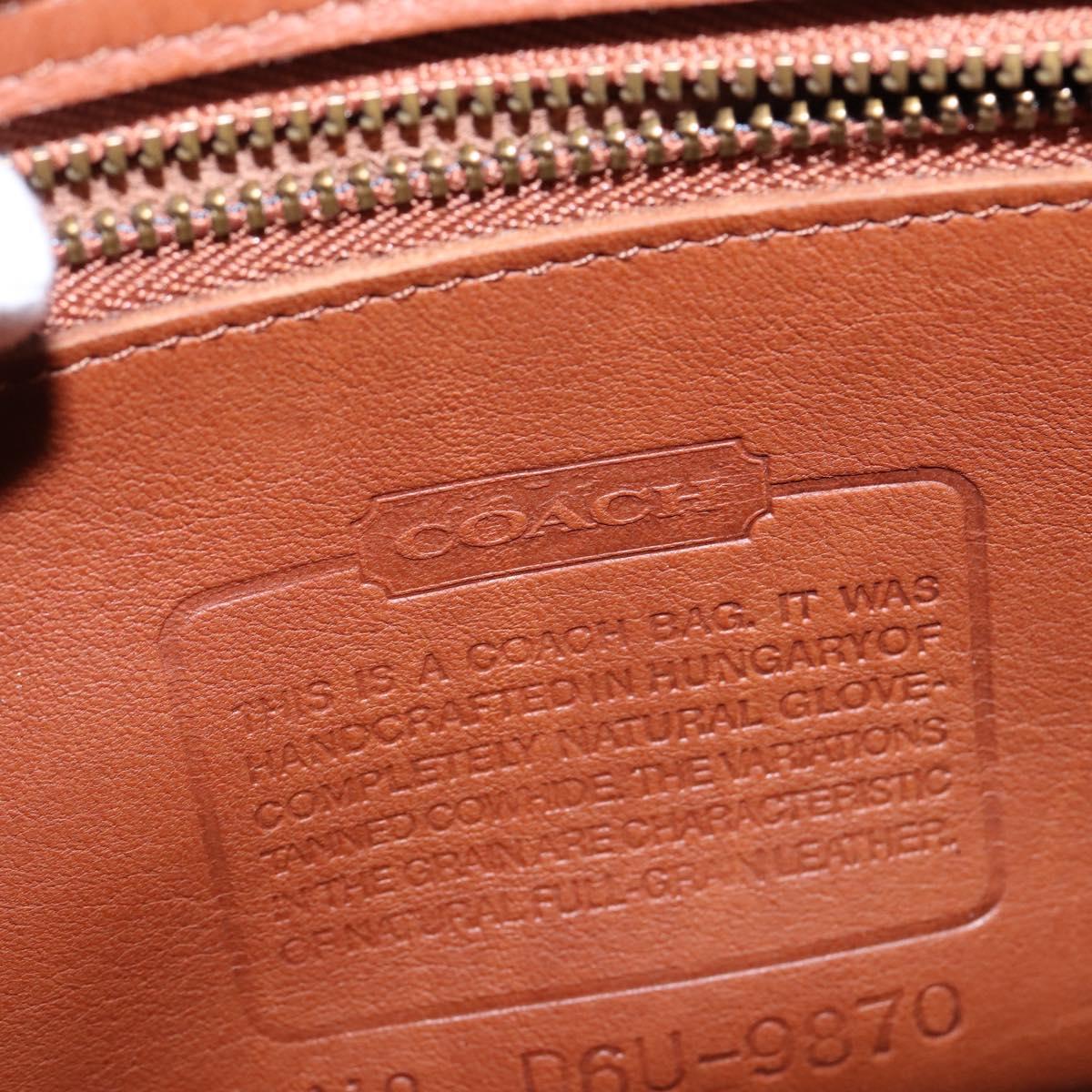 Coach Hand Bag Leather 2way Brown Gold Auth am9144