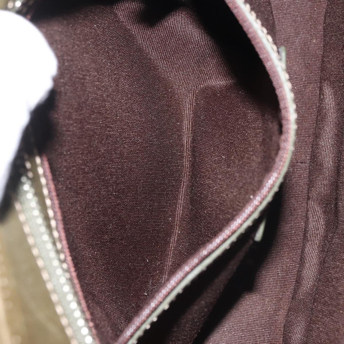 Coach Shoulder Bag Suede Leather Khaki Silver Auth am9145