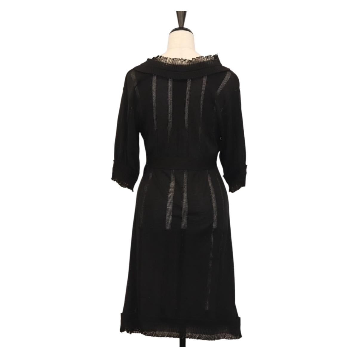 CHANEL One Piece Cotton Black CC Auth am9148