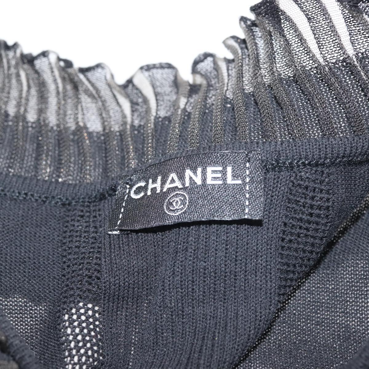 CHANEL One Piece Cotton Black CC Auth am9148