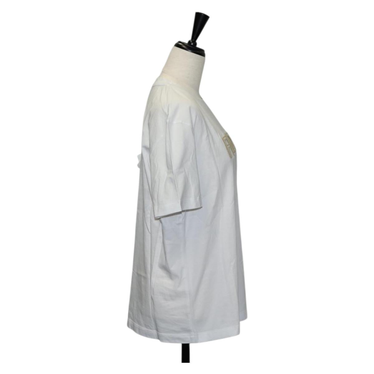 FENDI Short Sleeve Shirt Cotton White Auth am9149M