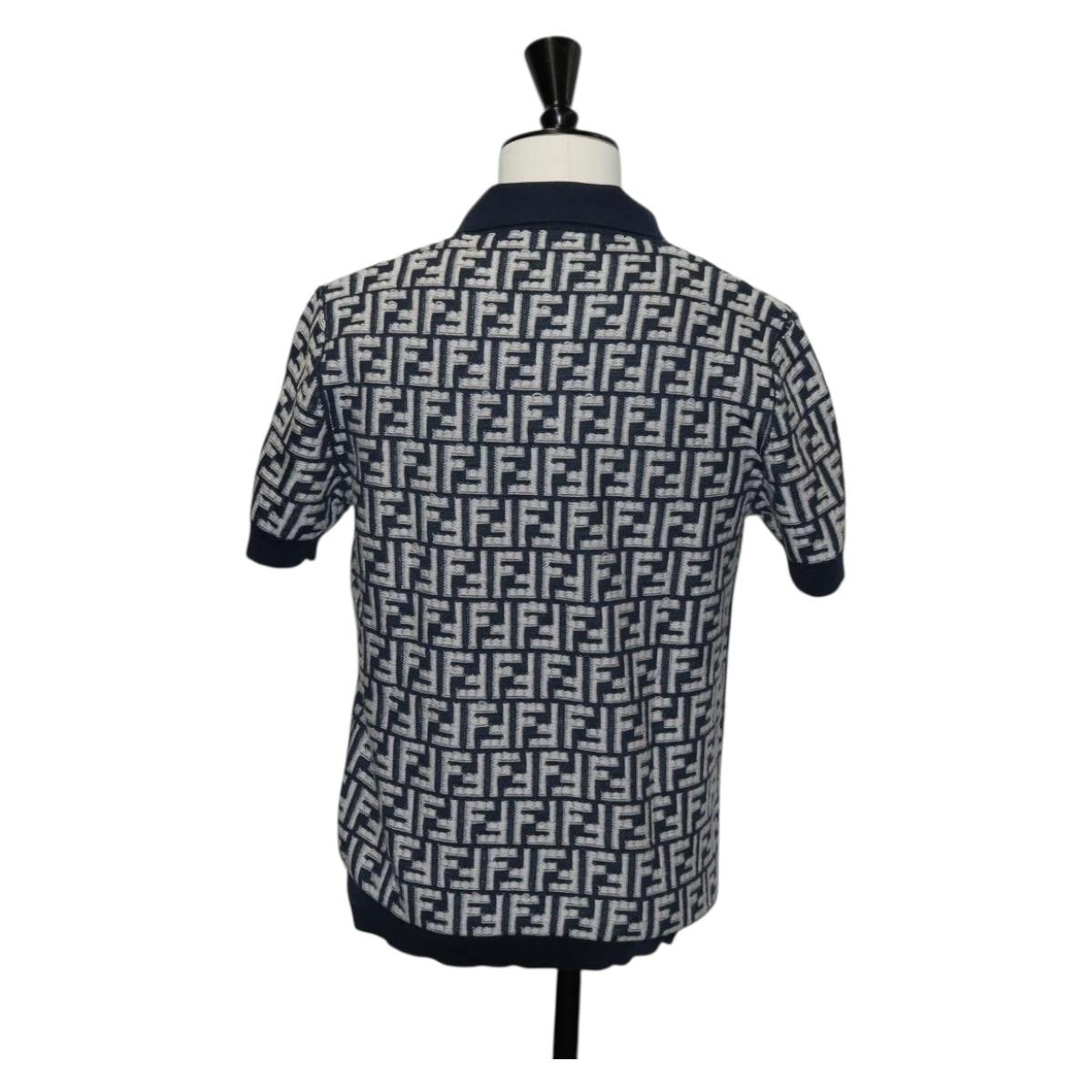 FENDI Polo Shirt Wool Navy Auth am9150M