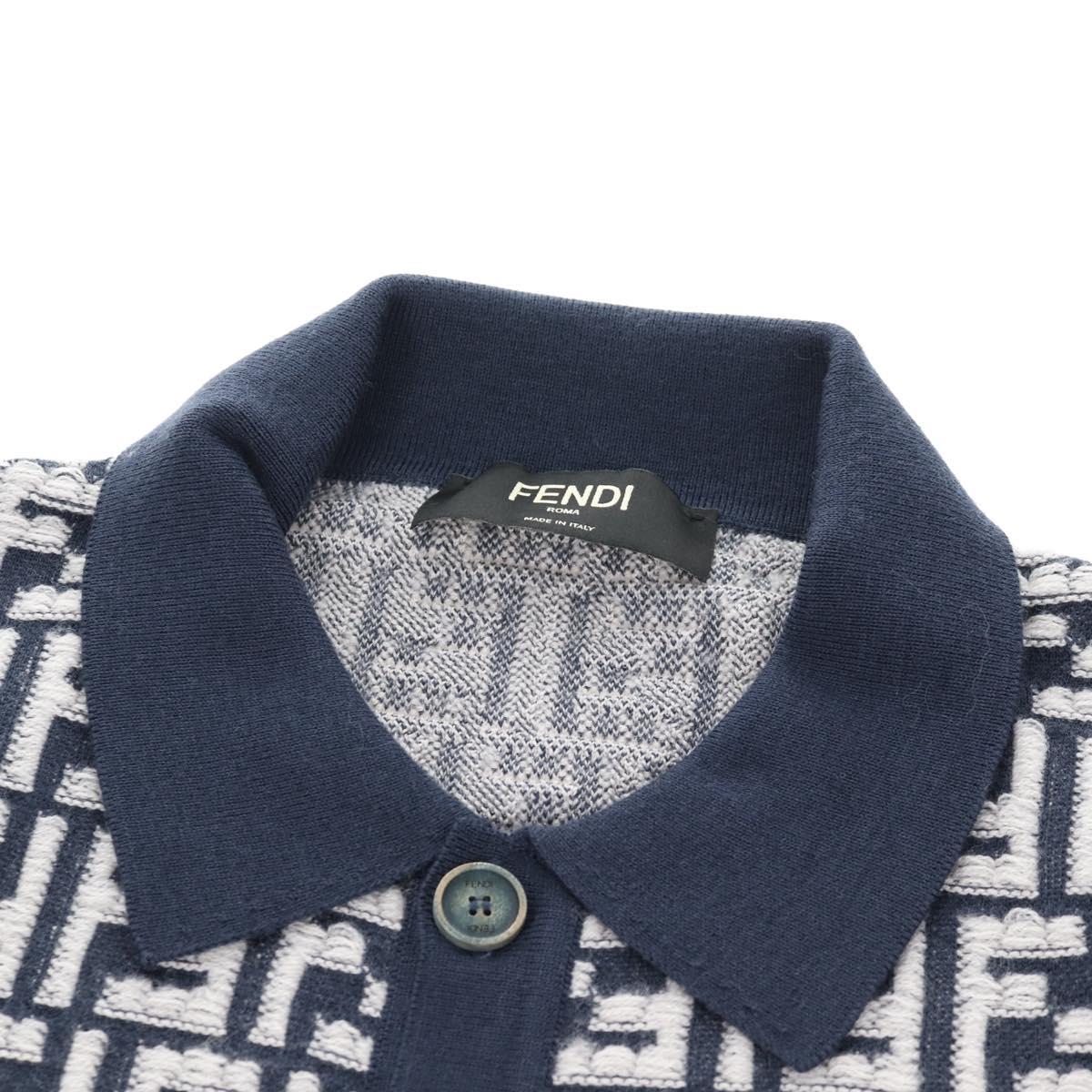 FENDI Polo Shirt Wool Navy Auth am9150M