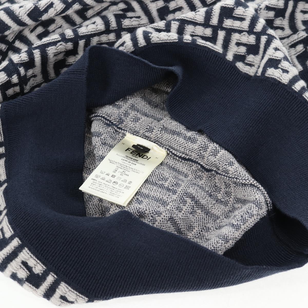 FENDI Polo Shirt Wool Navy Auth am9150M