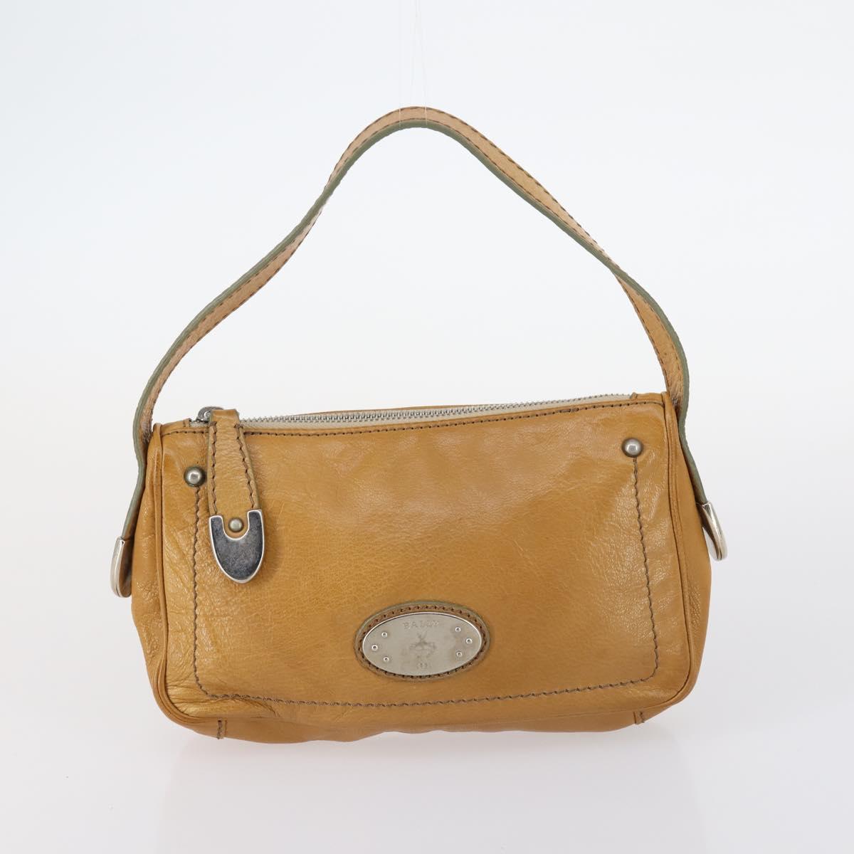 BALLY Hand Bag Canvas Leather 2Set Beige White Auth am9153