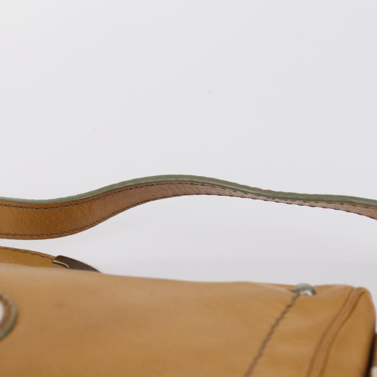 BALLY Hand Bag Canvas Leather 2Set Beige White Auth am9153