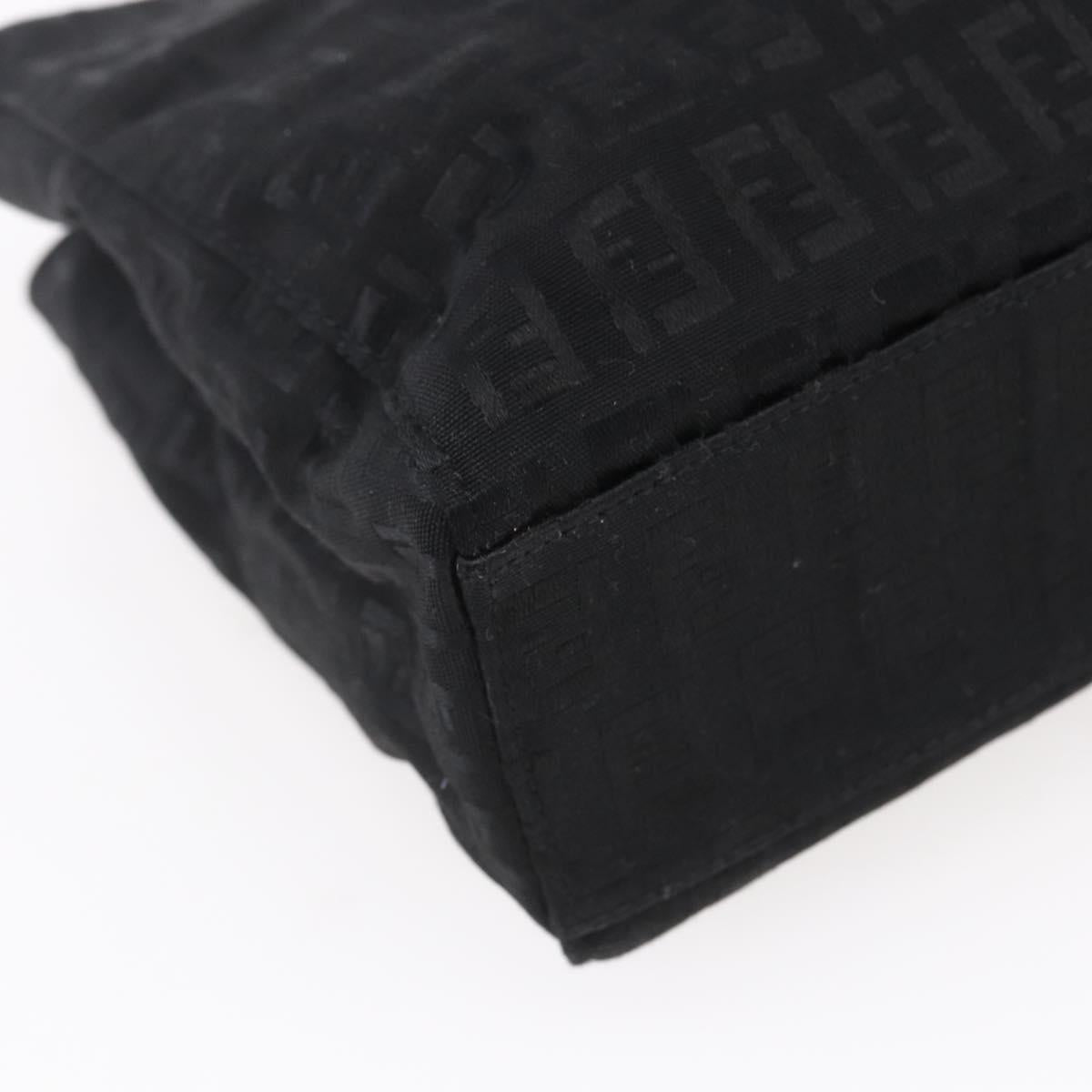 FENDI Zucchino Canvas Hand Bag Black Silver Auth am9157