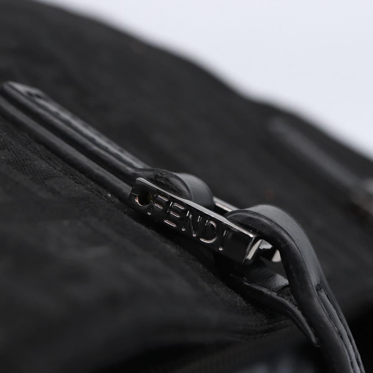 FENDI Zucchino Canvas Hand Bag Black Silver Auth am9157