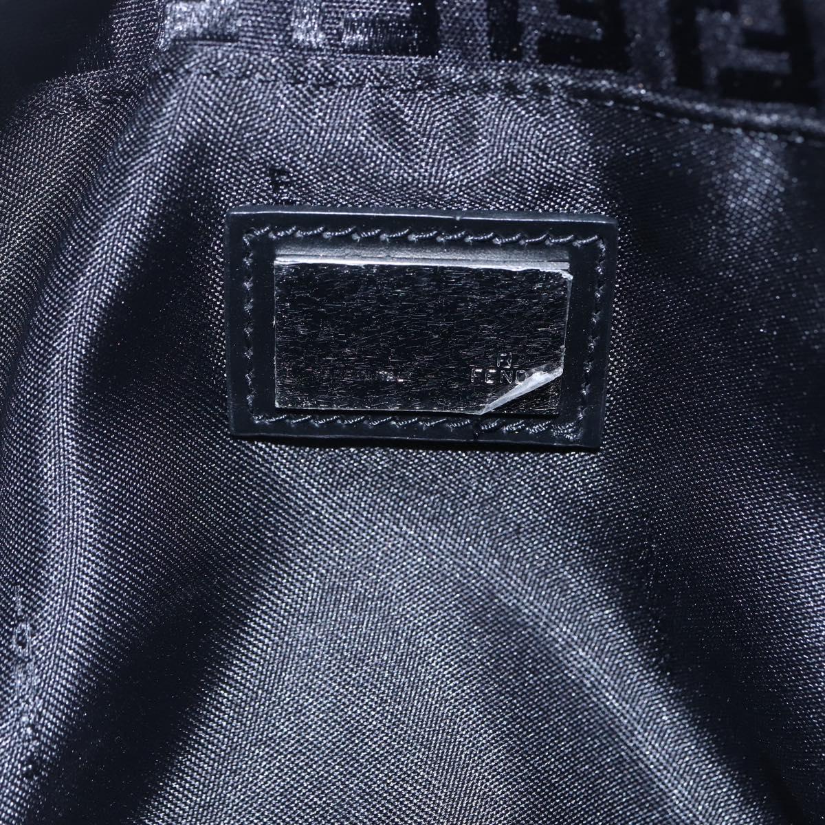 FENDI Zucchino Canvas Hand Bag Black Silver Auth am9157