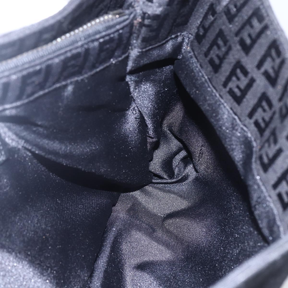 FENDI Zucchino Canvas Hand Bag Black Silver Auth am9157