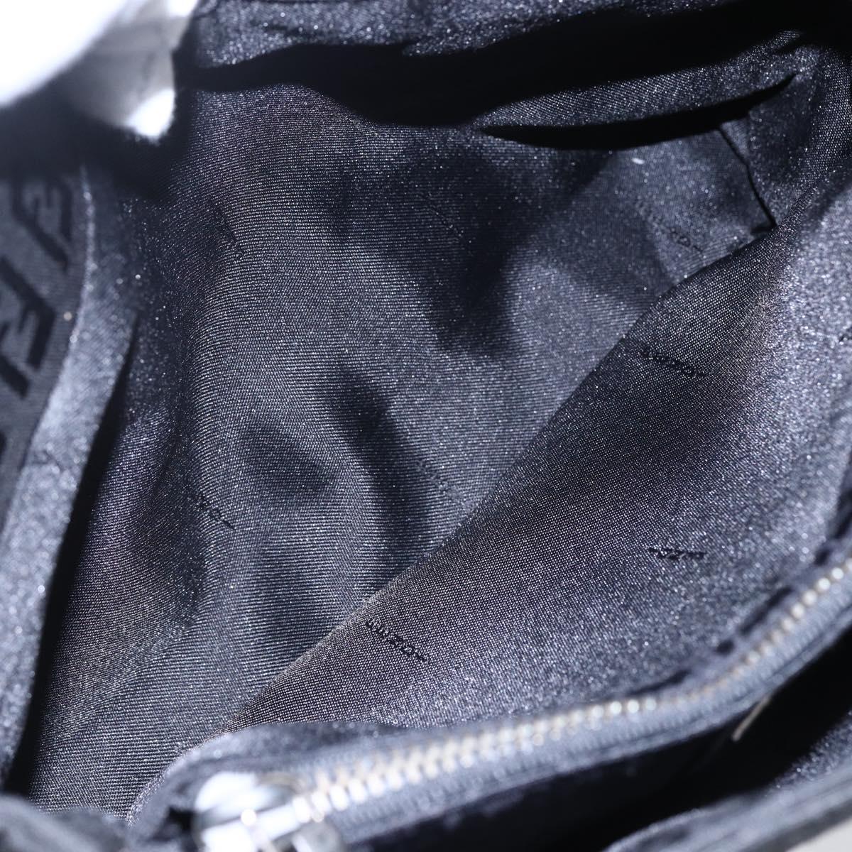 FENDI Zucchino Canvas Hand Bag Black Silver Auth am9157