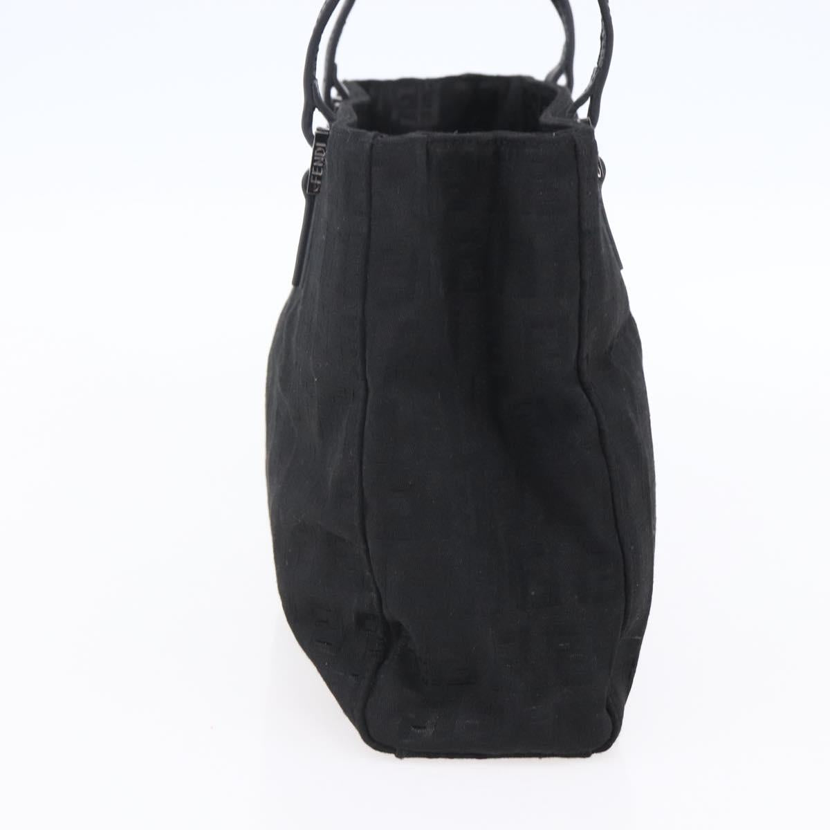 FENDI Zucchino Canvas Hand Bag Black Silver Auth am9157