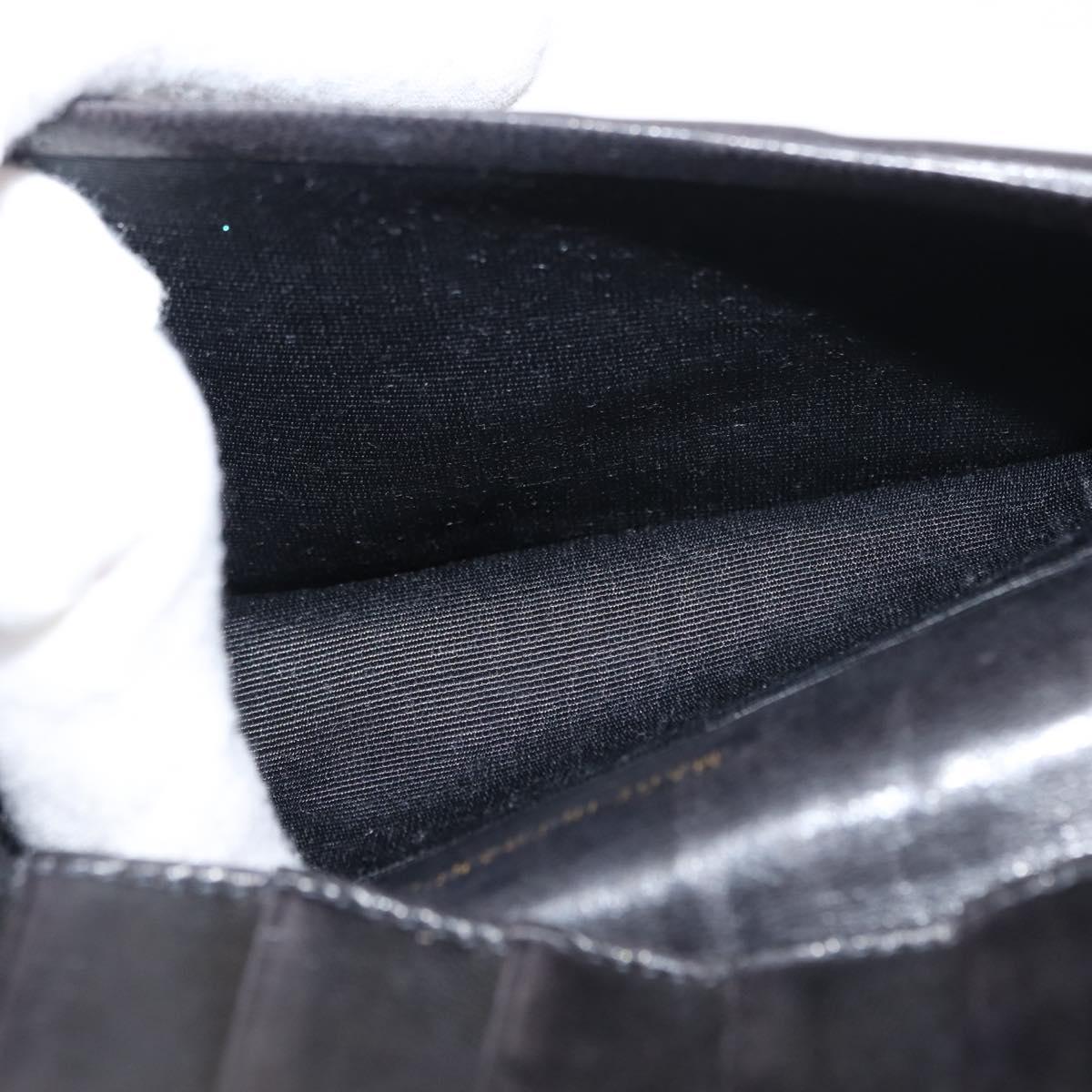 CHANEL Bicolore Long Wallet Lamb Skin Black Gold CC Auth am9177