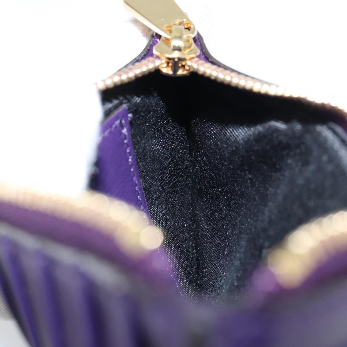 Salvatore Ferragamo Vala Card Case Leather Purple Gold Auth am9178